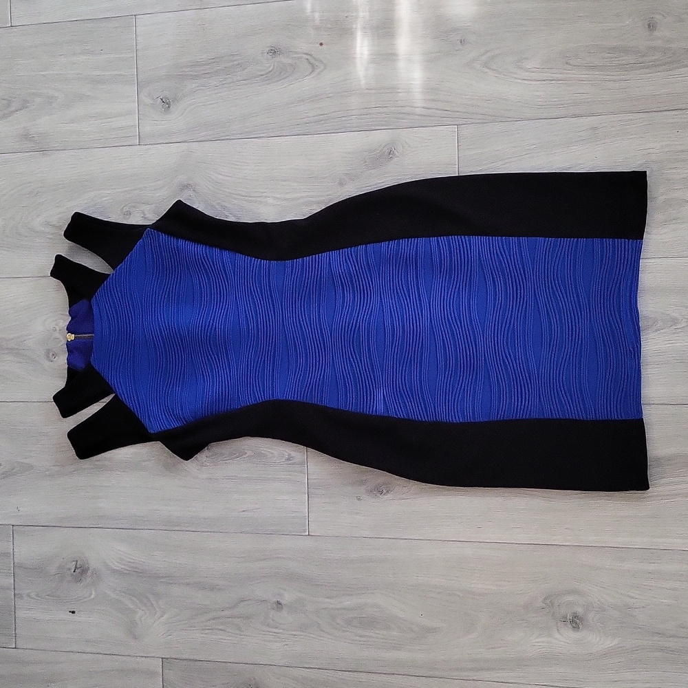 Joseph Ribkoff  Sleeveless ColorBlock Cocktail Dress Exposed Zipper Size 4